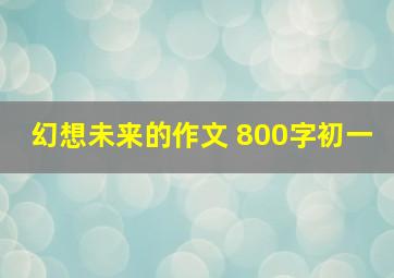 幻想未来的作文 800字初一